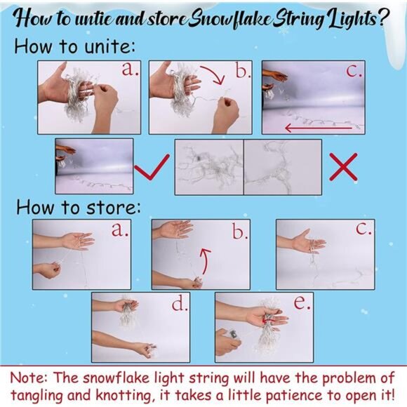 2 Packs 100 LED Christmas Snowflake String Lights Hanging Decorations - Picture 6 of 8